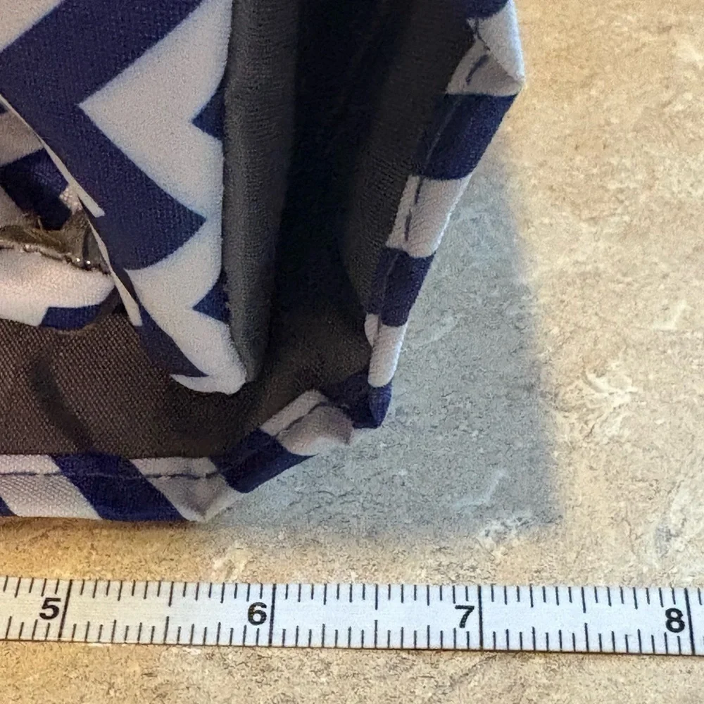 Chevron Pattern Cosmetic Bag with removable pouches.